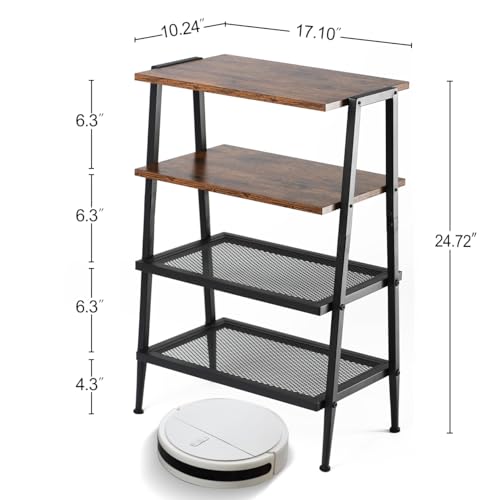 A-Shape Shoe Rack, 4-Tier Heavy-Duty Shoe Organizer with Wooden Top & Mesh Shelves, Space-Saving for Entryway, Bedroom, Hallway(25.28" H, Holds 8 Pairs, Rustic Brown) - size: 17.32" X 10.24" X 25.28"