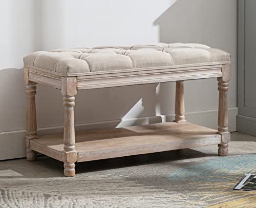 Kmax Storage Entryway Bench Tufted Shoe Rack Bench Wood Window Bench for Hallway Entrance Bedroom Corner-1 Seat, Beige - color: Beige, size: Storage- 1 Seat