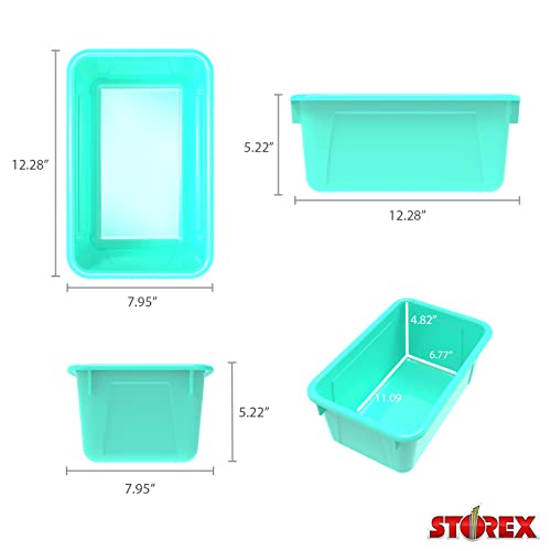 Storex Small Cubby Bins, Pack of 5, 12.2 x 7.8 x 5.1 Inches, Teal (62420U05C) - color: Teal, style: Bin Only
