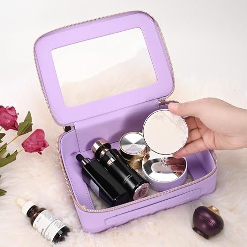 Aveniee Clear Makeup Bag Organizer,Large Travel Toiletry Bag for Women, Waterproof Cosmetic Pouch with Zippers,Car Organizers and Storage Case for Accessories,Lilac - color: Lilac, style: Large Glam