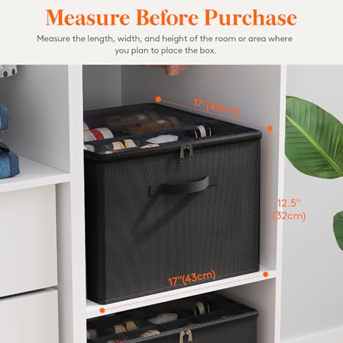 Lifewit Shoe Storage Organizer for Closet, Fabric Large Shoe Box Storage Containers with Clear Cover, Foldable Bins for Boots Heels Sneakers Fits 12-16 Pairs, 1 Pack Black - color: Black
