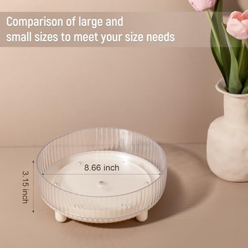 Anyoifax 360 Rotating Makeup Organizer Perfume Tray Skincare Holder Spinning Cosmetic Storage Bathroom Countertop Organizer Lazy Susan Turntable for Dresser, Vanity, Kitchen, Small Beige - color: Beige, size: 9"
