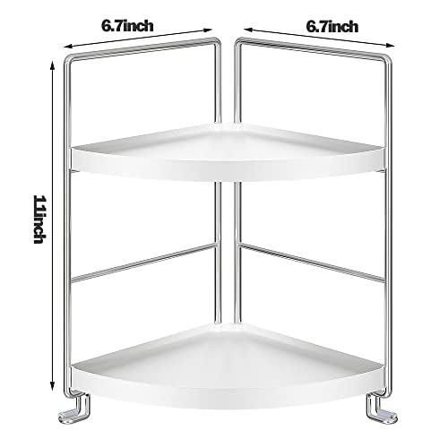 2-Tier Bathroom Corner Counter Organizer, Makeup Storage Shelf Vanity Tray, Bathroom Sink Countertop Organizer, Silver - color: Silver
