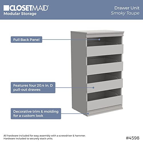 ClosetMaid 4598 Modular Storage Stackable Unit with 4 Drawers, Taupe - color: Taupe
