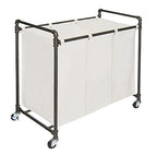 028-28003 Modern Industrial Style 3 Section Laundry Sorter, 33.24” W x 17.10” D x 30.50”H, Satin Pewter