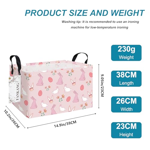 FANKANG Storage Bins,Nursery Hamper Canvas Laundry Basket Foldable with Waterproof PE Coating Storage Baskets for Boys and Girls, Office, Bedroom, Clothes,Toys(Rec-Rabbit ） - color: Rec-Rabbit