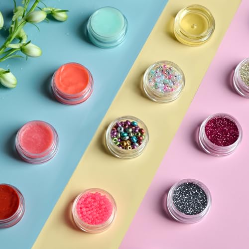 50 Pack 5 Gram 0.17OZ Clear Plastic Containers with Lids, Small Round Cosmetic Jars Makeup Travel Containers Jar for Cream, Bead, Eye Shadow, Samples, Jewelry, Lotions, Powders, Glitters Lip Gloss - color: Black Lid, size: 0.17 Ounce