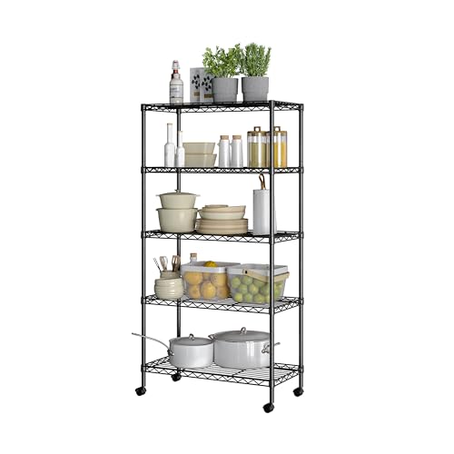 Seville Classics Solid Steel Wire Shelving Storage Unit Adjustable Shelves Organizer Rack, for Home, Kitchen, Office, Garage, Bedroom, Closet, Black, 5-Tier, 30" W x 14" D (NEW Model) - color: Black, size: 5-Tier, 30" W x 14" D (NEW MODEL)