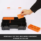 CASOMAN Hardware & Parts Organizers, 4 Piece Set Toolbox, Compartment Small Parts Organizer, Versatile and Durable Storage Tool Box - size: 4 Piece Set, Black/Orange