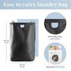 LONBET Laundry Basket with Lid, Made from Breathable Fabric | Aesthetic Clothes Hampers for Laundry with Side Handles & Sturdy Bamboo Frame (40 Gallons - Double, Black) - color: Black, style: 40 Gallons - Double