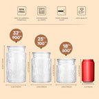 Adodeen 24oz Wide Mouth Mason Jars, 3-Pack Glass Jars With Lids, Pickle Canning Jars For Candy, Sugar, Coffee, Tea, Spice, Cookie, Dishwasher Safe - color: Glass Lid-Sunflower/Bigonia/window(24oz)