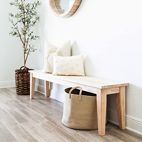OrganiHaus Large Woven Storage Basket for Blankets and Toys 20" x 13" Inch, Rope Laundry Basket with Handles, Cushions & Pillows Storage Bin, Nursery Hamper, Soft Round Dog Toy Bin - Honey - color: Full Honey, size: Wide