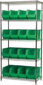 Akro-Mils 30265 AkroBins Plastic Storage Bins, Space-Saving Stackable Bins for Garage, Pantry, Craft Organization, 18-Inch x 8.25-Inch x 9-Inch, Green, 6-Pack - color: Green