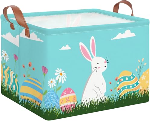 NTAOHAMPER Rectangular Easter Eggs Basket Empty,Easter Storage Bin with Handles,Baby Room Decor,Gift Basket(Blue Easter Eggs) - color: Blue Easter Eggs