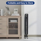3 Tier Foldable Storage Shelves with Wheels, Metal Collapsible Organization Storage Rack, No Assembly Folding Bookshelf, Rolling Storage Rack for Kitchen, Bedroom, Pantry, Garage, Display, Black - size: 3-Tier