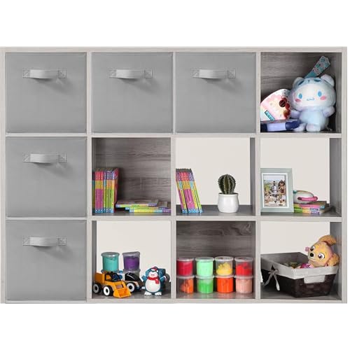11x11 Inch Storage Bins Cubes, Fabric Foldable Storage Box, Collapsible Closet Organizer for Clothes, Blankets, Office, Bedroom, Living Room, Shelf Cabinet, Bookcase, Gray, 5 Pack - color: Grey, size: 5 PACK