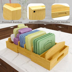 Lid Organizer for Cabinet – Bamboo Kitchen Storage for Plastic Lids, Adjustable Drawer Dividers, Food Container Organizer (Fits Cabinets & Drawers) (Large) - size: Large