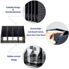 Lemical Magazine Holder 4 Vertical Compartments Collapsible Magazine File Holder Space Saving Rack Home Kitchen Desk Organizer No Need Assemble (Black) - color: black - 4 parts