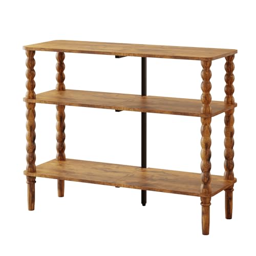 Veegle Shoe Rack,3 Tier Shoe Organizer with Solid Wood Legs for Closet, Entryway, Garage & Corridor, Easy Assembly Shoe Shelves,Rustic Brown