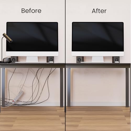 EVEO Cable Management Under Desk Kit (12 Units) - Under Desk Cable Management Cord Hider, Cable Hider Cord Management, Cable Organizer, Cord Organizer Tray - 192'' J Channel (12X16) - Black - color: Black, size: 12 units