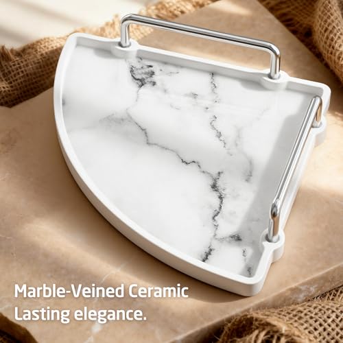 KES Hancrafted Ceramic Corner Bathroom Counter Organizer, 2-Tier Bathroom Countertop Organizer with Marble Pattern, Vanity Skincare Perfume and Makeup Storage, Polished Chrome, BSC901-CH - color: Chrome