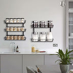 SWOMMOLY Adjustable Wall Mount Spice Rack, 6-Tier Dual-use (Multi-use) Organizer, Black - color: Black, size: 6-Tier