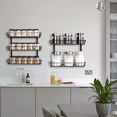 SWOMMOLY Adjustable Wall Mount Spice Rack, 6-Tier Dual-use (Multi-use) Organizer, Black - color: Black, size: 6-Tier