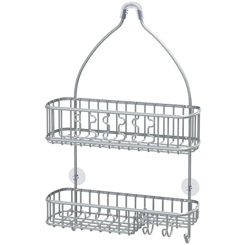 Simple Houseware Bathroom Hanging Shower Head Caddy Organizer, Silver (26 x 16 x 5.5 inches) - color: Silver, size: Large