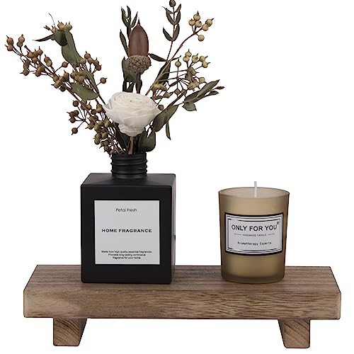 zoocatia Small Wood Tray Pedestal Stand Farmhouse Bathroom Decor Decorative Wooden Riser Kitchen Soap Dish Holder for Vanity, Counter, Sink, Brown - color: Brown, size: 8.7" x 3.6" x 1.6"