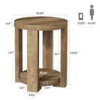 Tribesigns Side Table, 2-Tier Round End Table, Small Bedside Accent Furniture for Living Room, Bedroom (1, Brown)