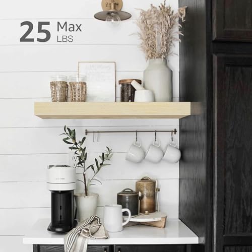 QEEIG Bathroom Floating Shelves for Wall - 15.7" Wall Mounted Shelf Over Toilet Farmhouse Home Decor Display Bookshelf Small 15.7 x 6.7 inch Set of 2, Natural (008-40N) - color: E. Natural, size: 15.7"