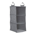 Household Essentials 3 Shelf Hanging Closet Organizer, Hanging Shelf with Hooks, Poly Linen and PEVA Shelving - color: Graphite