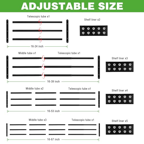 Expandable Closet Shelf, 16-53 Inches Metal Closet Rod Organizers and Storage Shelves Space Saving DIY Divider Separator for Cabinet Wardrobe - size: 16-53 Inch