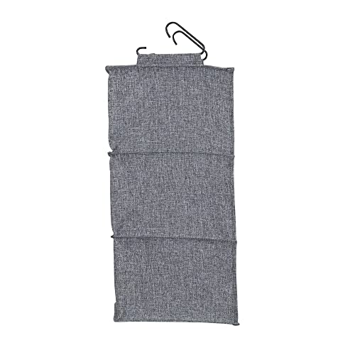 Household Essentials 3 Shelf Hanging Closet Organizer, Hanging Shelf with Hooks, Poly Linen and PEVA Shelving - color: Graphite