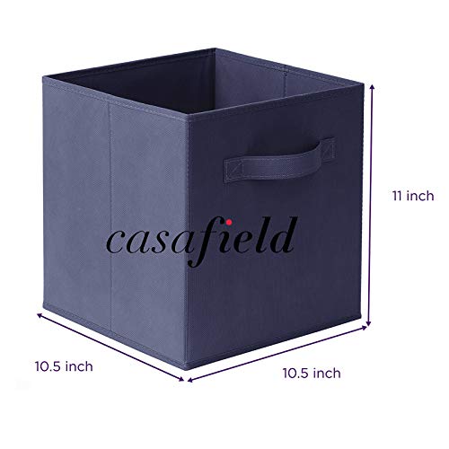 Casafield Set of 6 Collapsible Fabric Cube Storage Bins, Navy Blue - 11" Foldable Cloth Baskets for Shelves, Cubby Organizers & More - color: Navy Blue, size: 10.5" x 10.5" x 11"