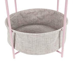 Amazon Basics Round End Table with Storage Bin, Easy Assembly, Bedroom Accent Table, 17.7"D x 17.7"W x 18.9"H, Dusty Pink | Side Table, with Cloth Basket, Storage - color: Dusty Pink