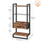 HOOBRO Wall Mounted Towel Rack with Shelf and Drawer, Bathroom Wall Storage Shelf with Towel Bar, Space Saving Over Toilet Organizer for Bathroom, Rustic Brown BF11LB01