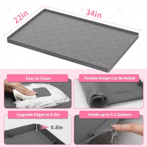 Sdpeia Under Sink Mat 34"×22" Waterproof Silicone Cabinet Liner & Sink Protector for Kitchen & Bathroom, Multi-Purpose Organizers Tray for Pets, Laundry, Cat Litter Mat, Gray - color: Gray, size: 22"W x 34"L