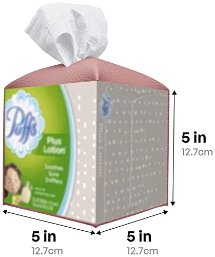 Carrotez Tissue Box Cover, [Refined] Modern PU Leather Square Tissue Box Holder - Decorative Holder/Organizer for Bathroom Vanity Countertop, Night Stands, Office Desk & Car 5"X5"X5" - Dry Rose - color: Dry Rose, size: [Square]