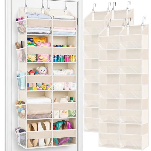 2 Pack Over the Door Organizer 5 Tiers, Extra Large Behind Door Storage of 10 Compartments, 80 lbs Weight Capacity Over Door Organizer, Door Hanging Organizer for Closet, Diaper Organizer, Beige - color: Beige - 5 Tiers - 2 Pack