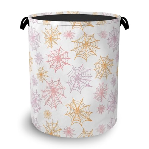 Colorful Spider Web Laundry Basket,Halloween Foldable with Handles Tote Bag Oxford Cloth for Bathroom Bedroom Dirty Clothes Storage Bucket 16" x 20.8" - color: Colorful Spider Web Halloween