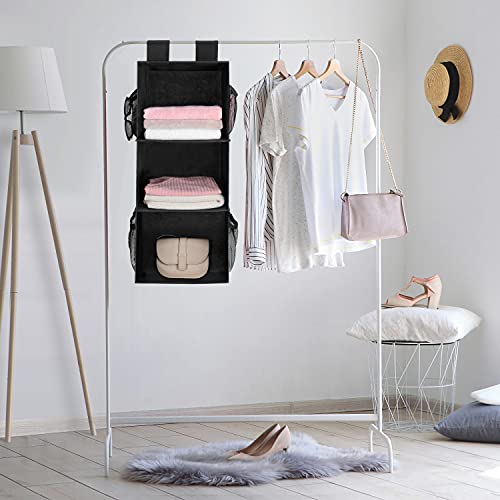 MAX Houser 3-Shelf Hanging Closet Organizers, Collapsible Closet Hanging Shelves for Camper, Nursery Hanging Organizers, Black, 2-Pack - color: Dark