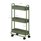 SunnyPoint Slim Rolling Storage Cart, 3 Tier Bathroom Storage Organizer Bathroom, Laundry Utility Cart (Army) - color: Army