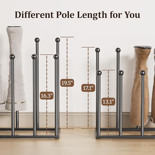 pickpiff Free Standing Shoe Racks - 19.5 Inch Black Metal Boot Rack Organizer Tall Boots for Dorm Room, Closet, Entryway, Bedroom, Patio Outdoor, Hallway, Black, Shoe Storage Fit for 6 Pairs - color: Black, size: High Poles - Medium for 6 Pairs