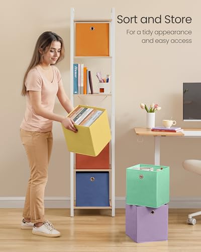 SONGMICS Storage Cubes, Set of 6 Odorless Foldable Storage Boxes, 10.2 x 10.2 x 11 Inches, Closet Organizers for Shelf, Rainbow Storage Bins, Colorful Fabric Bins for Bedroom, Living Room URFB226XA10 - color: Multi-color 3, size: S (10.2"L x 10.2"W x 11"H