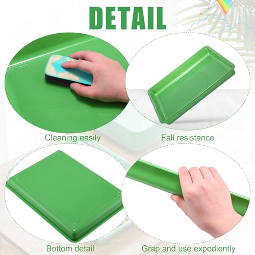 Maitys 15 Pcs Flat Plastic Trays 16.1 x 11.8'' Sensory Storage Tray Paper Stackable Classroom Bins for Office Home Organizer Arts and Crafts Supplies(Green) - color: Green