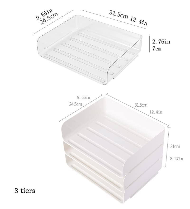3 Tiers Stackable A4 Paper Trays, Office Desk File Holder, Tidy File Document Letter Book Paper Organizer (3 Tiers,Clear) - color: Clear, size: 3 tiers