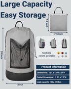 Laundry Bag with Shoulder Straps and Mesh Pocket Laundry Backpack Large Portable Laundry Hamper for College Laundromat Apartment - color: Light Gray & Dark Gray