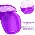Colorful Denture Bath Case with Brush, Denture Cup Soaking Holder False Teeth Container Mouth Guard Storage Case Cleaning with Lid Waterproof - Purple - color: Purple