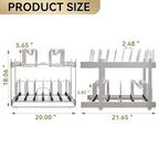 2-Tier Kitchen Pull out Cabinet Organizer for Pots, Pans, and Lid Cookware, Adjustable Heavy Duty Wire Pan and Pot Rack, Full-Extension Rail 21" W *22" D - size: 21W*22D